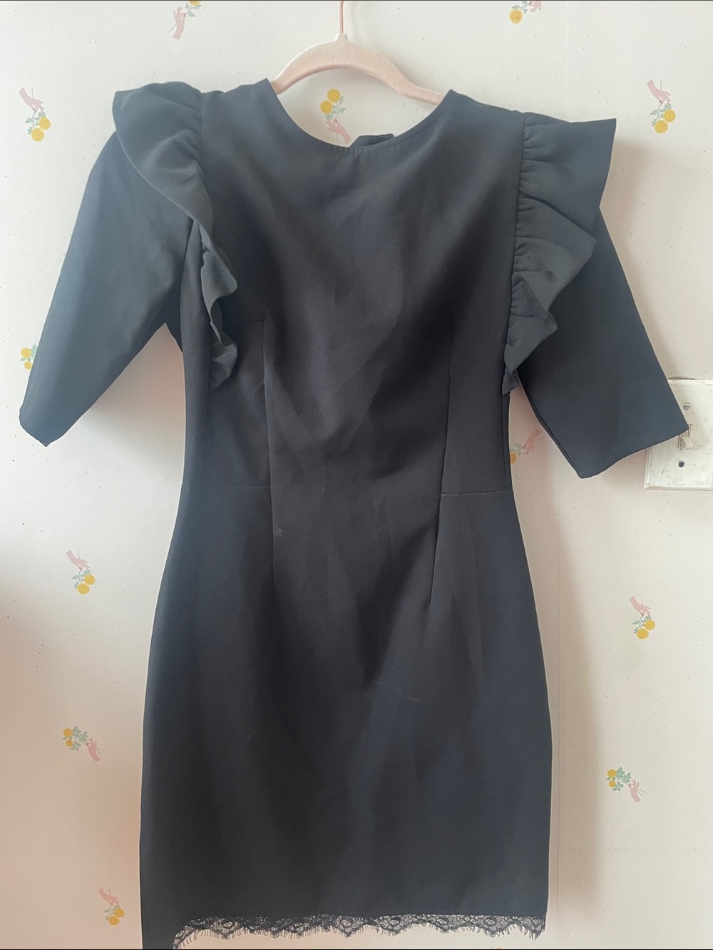Zara Black Ruffle Sleeve Mini Dress